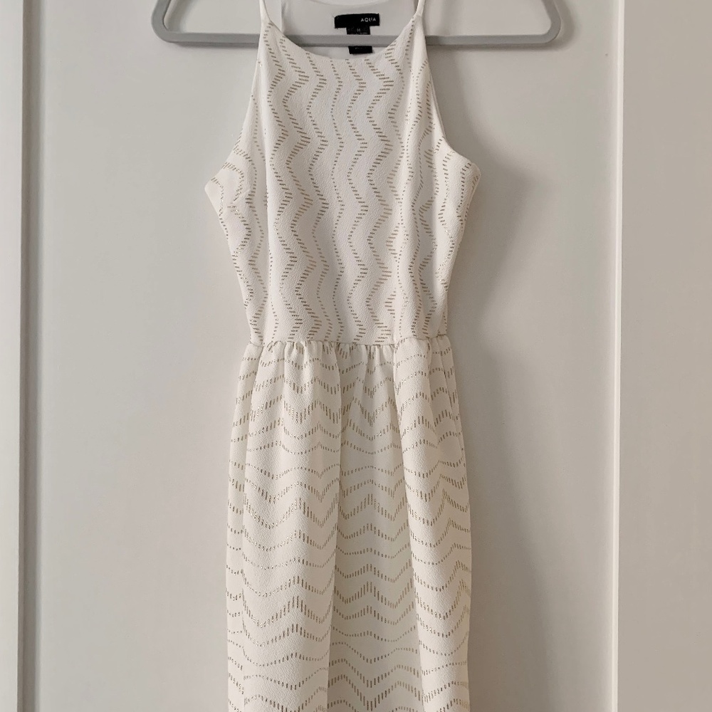 AQUA summer dress White with gold/ Size M